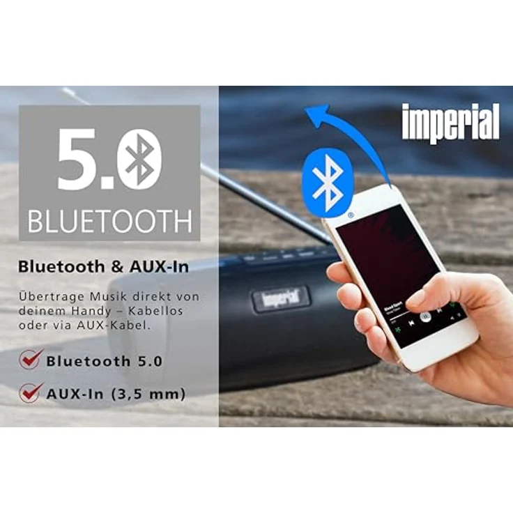 Imperial DABMAN GO – Tragbarer Bluetooth-Lautsprecher mit Radio (DAB+/UKW, 8 Stunden Wiedergabe, IPX5 wasserdicht, 5 Watt) – Schwarz – Bild 5