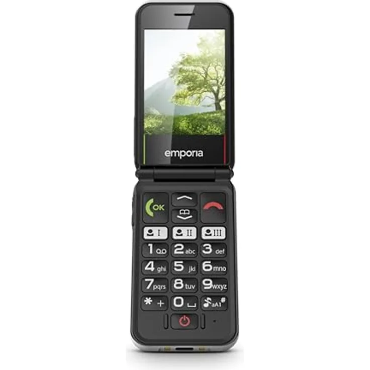 Emporia SIMPLICITYglam.4G Seniorenhandy ohne Vertrag, Klapphandy mit großen Tasten, Notruftaste, 2,8 Zoll Farbdisplay, hohe Lautstärke, Volte, 3 Schnellwahltasten, inkl. Ladestation, Weiß