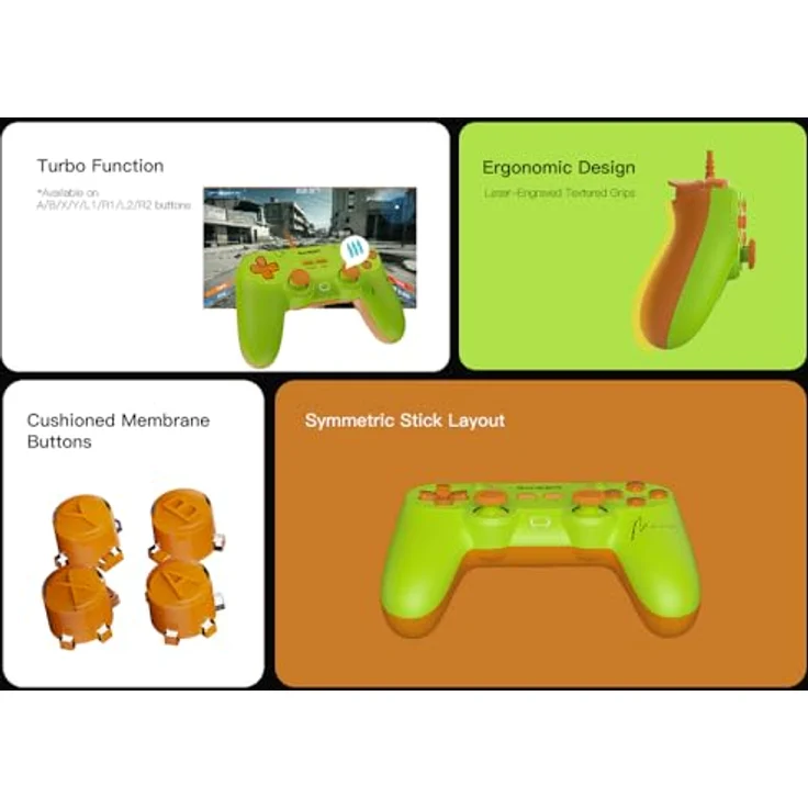 GameSir T3 Lite Controller, Kabelgebunden in leuchtendem Grün mit ergonomischem Design und präzisen Analogsticks – Bild 4