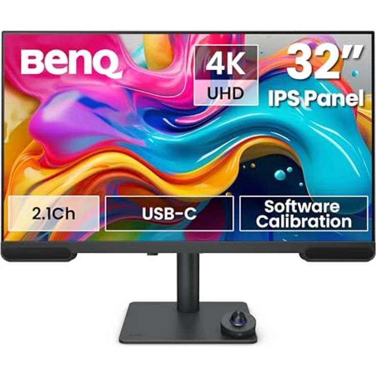 BenQ PV3200U 32" 4K Monitor für Videobearbeitung, 95% DCI-P3, 100% Rec.709/sRGB, 2.1-Kanal-Lautsprecher, ergonomischer Standfuß, werkseitig kalibriert, Mac-kompatibel, USB-C – Bild 1