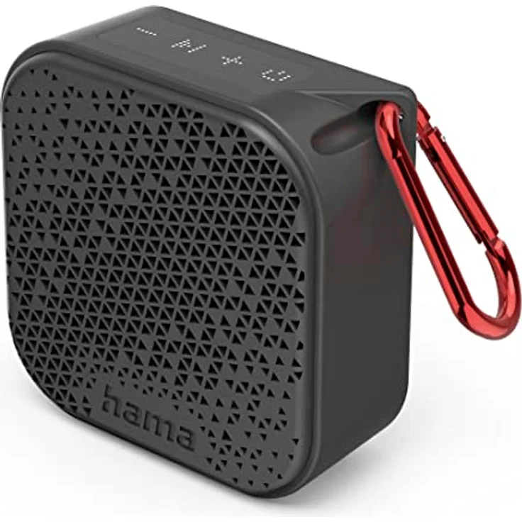 Hama Bluetooth-Lautsprecher Pocket 3.0 Box für Handy (kompakter Mini-Lautsprecher mit Bluetooth, AUX u. praktischem Karabiner klein, mobile Musikbox Bluetooth wasserdicht IP67, 14h Akku, 3,5W) schwarz – Bild 1