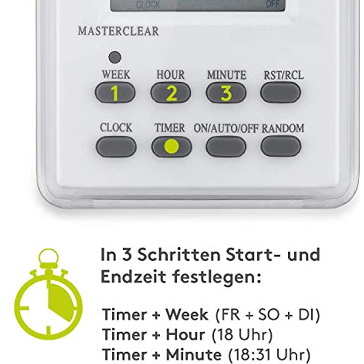 Goobay 3er Pack Digitale Zeitschaltuhr IP44, 3 ) (Pack of 3) – Bild 4