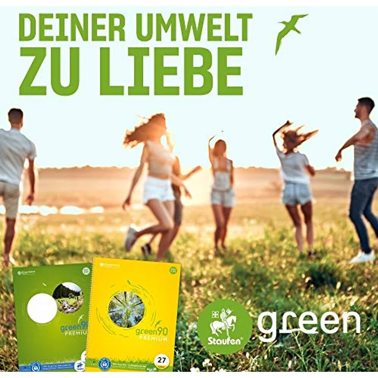 Staufen Collegeblock Green A5, 70 g/qm, kariert 5mm, 100 Blätter, 100% Recycling Paper, weiß – Bild 5