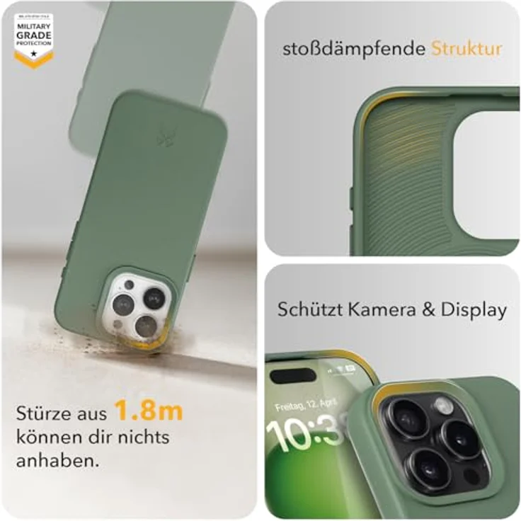 Woodcessories - BioCase, Magnetische Handyhülle für iPhone 16 Pro kompatibel mit MagSafe, Hülle mit Magnet grün - Nachhaltig aus Pflanzen – Bild 4