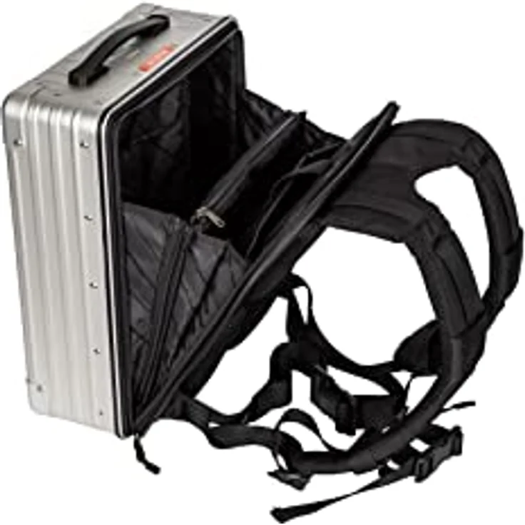 Outdoor Rucksack/Backpack in Silber/Platin. Bequemer & Stabiler Alu Koffer für z.B. Wildkamera, Fotoausrüstung oder Laptop. Ideal auch als Arbeitsrucksack für Handwerker oder als Schulrucksack. – Bild 4
