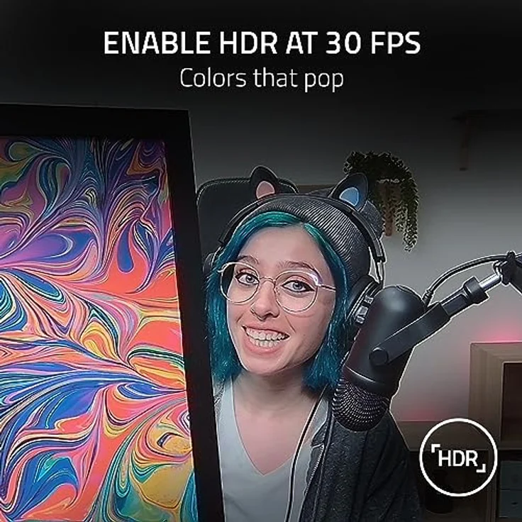 Razer Kiyo Pro, FHD-USB-Webcam mit 2 Mpx, HDR, Schwarz, 1/2.8" CMOS-Sensor, Weitwinkelobjektiv mit drei Sichtfeldoptionen – Bild 4