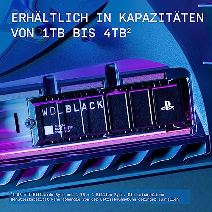WD_BLACK SN850P 1 TB NVMe SSD Offiziell Lizenziert für PS5 Konsolen (interne Gaming SSD; optimierter Kühlkörper; PCIe Gen4 Technologie, bis zu 7.300 MB/s Lesen, M.2 2280) – Bild 4