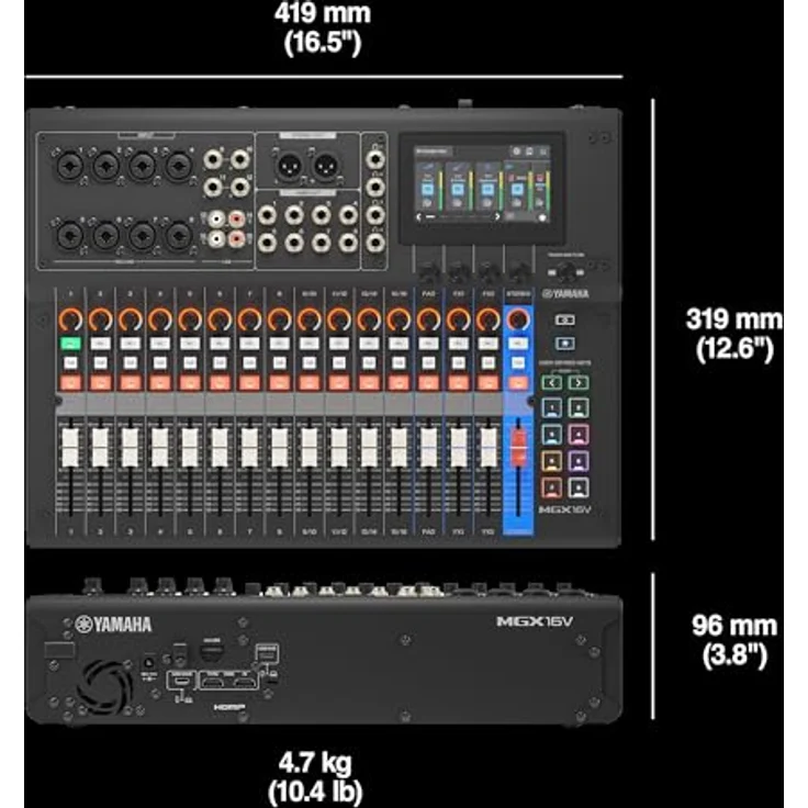 Yamaha MGX16V BK, 16-Kanal Digitalmischpult mit HDMI-zu-USB-Eingang, Bluetooth 5.0 und 16-Spur Recording, Schwarz – Bild 12