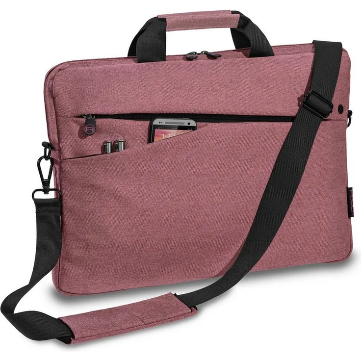 PEDEA Laptoptasche FASHION, Umhängetasche in rosa/schwarz mit dicker Polsterung und fleeceartigem Innenfutter