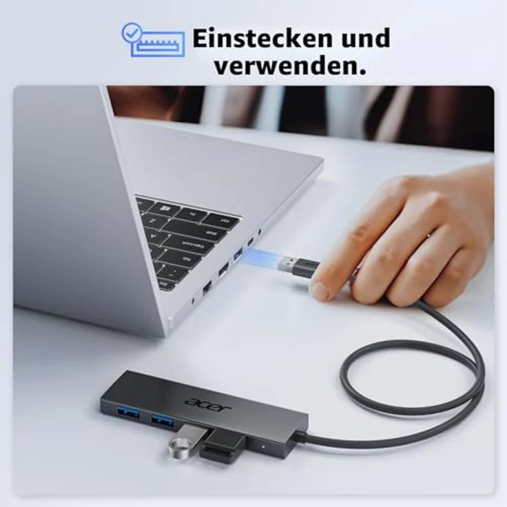 Acer USB 3.0 Hub, Ultra Slim 4*Typ-A Verteiler mit USB-C-Stromversorgung und 5 Gbps Übertragungsraten – Bild 4