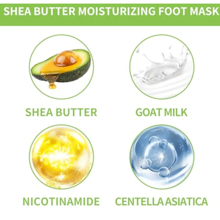 SULADEC Feuchtigkeitsspendende Fußmaske mit Sheabutter und Ziegenmilch, 3 Paar Einwegmasken für trockene, rissige Füße - intensive Hydratation für Männer und Frauen – Bild 4