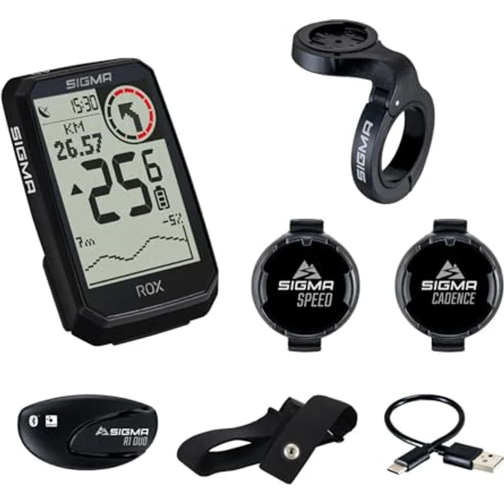 SIGMA ROX 4.0 Endurance Black, kabelloser GPS Fahrradcomputer mit 41 h Akkulaufzeit, E-Bike Kompatibilität, Geschwindigkeits-, Herz- und Trittfrequenzsensoren, OVERCLAMP Butler – Bild 2