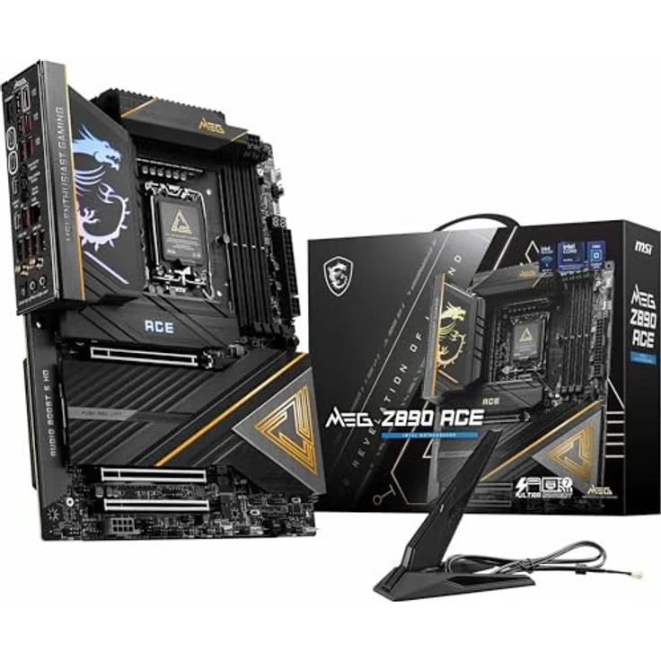MSI MEG Z890 ACE Mainboard, ATX - Unterstützt Intel Core Ultra Prozessoren (Series 2), LGA 1851-110A SPS VRM, DDR5-Speicher (9200+MT/s OC), PCIe 5.0 & 4.0 x16, M.2 Gen5, Thunderbolt 4, Wi-Fi 7 - Schwarz – Bild 1