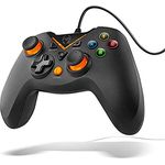 KROM Gamepad KEY -NXKROMKEY- Kabelgebundenes Gamepad, X-input und Direct - Input, Joystick und analoge Trigger, Turbofunktion, kompatibel mit PC, Playstation 3 und Android 4,2, Schwarz