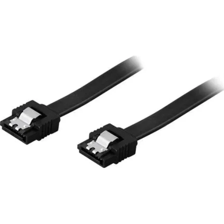 Pro SATA Cable, 0.7m schwarzes SATA-Kabel mit Clip-Verschluss, unterstützt SATA-I, SATA-II und SATA-III für Festplatten und SSDs
