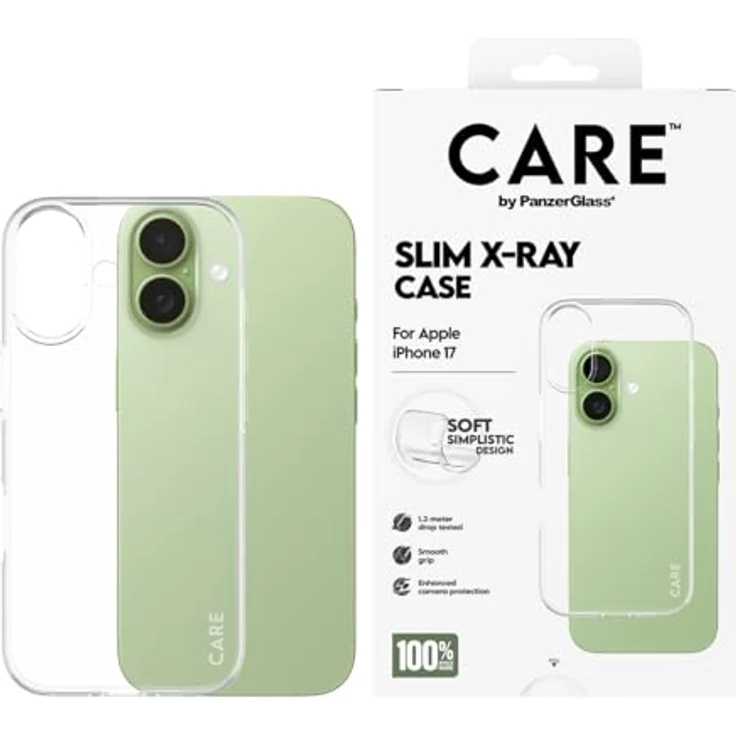 CARE by PanzerGlass Slim X-Ray Case für Apple iPhone 17, stoßfeste Schutzhülle aus recyceltem Kunststoff, kabelladesfähig, klar – Bild 2
