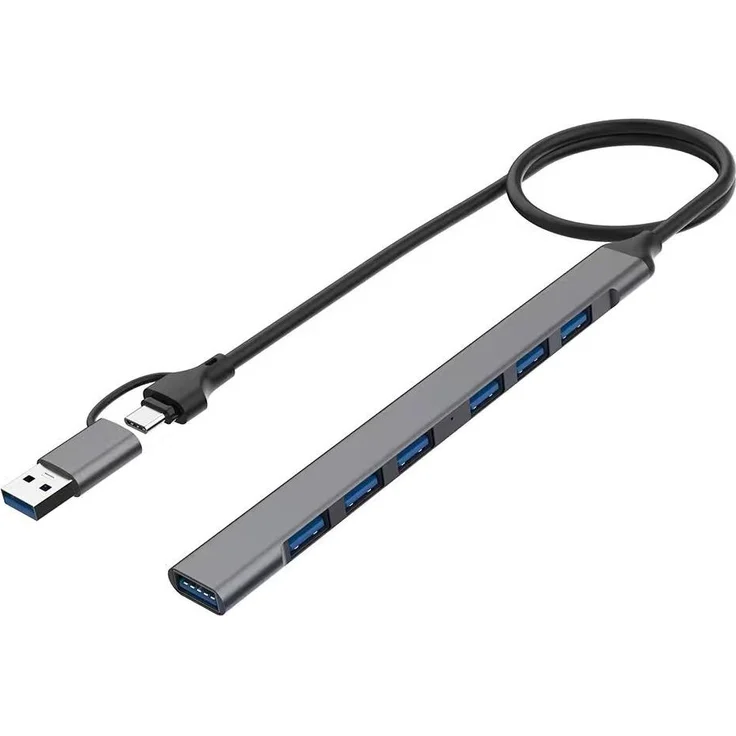 Bolwins A38 USB-C & USB-A auf USB 3.0 / 2.0 Buchse OTG Adapter Kabel 7-in-2, 50 cm, grau