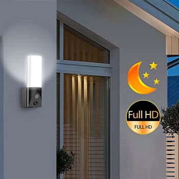 VisorTech Aussenlampe mit Kamera 2erSet LEDAußenwandleuchte & WLAN
