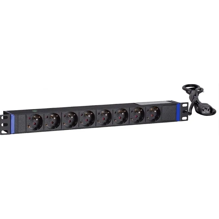 DSIT 19” Steckdosenleiste mit C14 Stecker, 8-fach mit Erdungsstift für Serverschränke