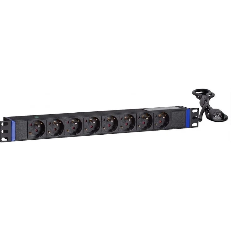 DSIT 19” Steckdosenleiste mit C14 Stecker, 8-fach mit Erdungsstift für Serverschränke