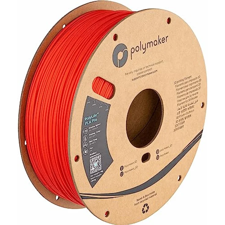Polymaker PolyLite PLA PRO Rot, 3D-Druckfilament mit hoher Zähigkeit und Steifigkeit, 1.75mm, 1kg – Bild 1