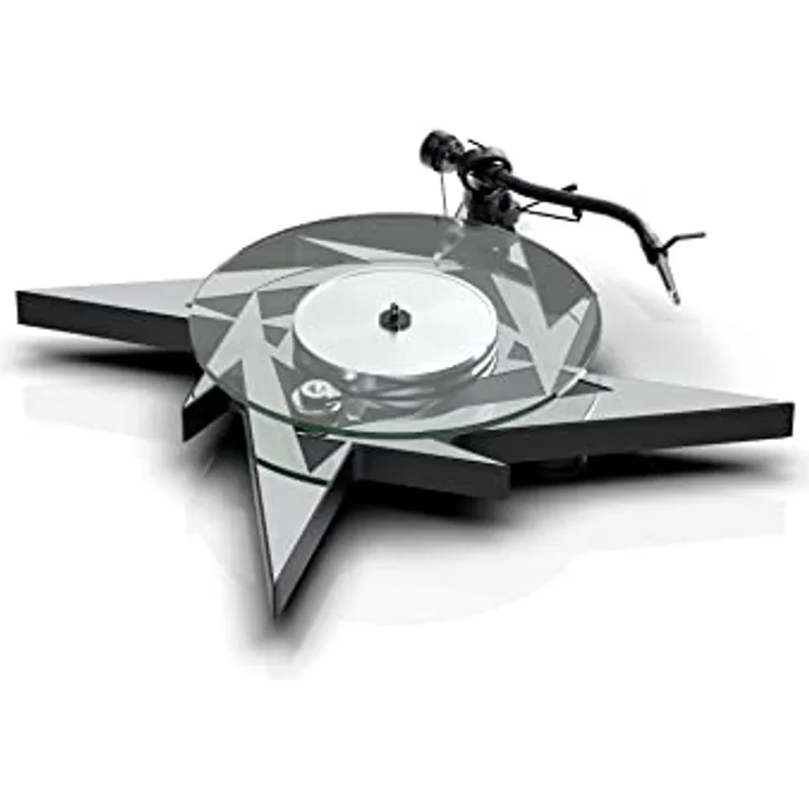 Pro-Ject Metallica Artist Collection Plattenspieler (Manuell), schwarzer Plattenspieler mit Glasteller und 8,6-Zoll-S-Tonarm