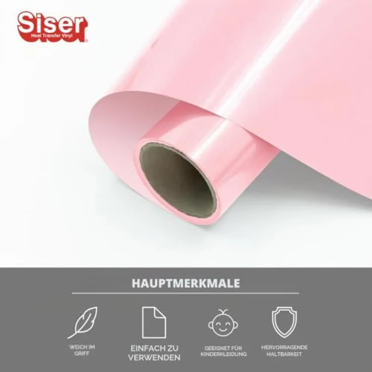Siser Transferfolie, PVC-freie Folie für Cad-Cut® Anwendungen, Schnittbreite 30 cm, hellrosa, hohe Waschbeständigkeit, für Multi-Schicht-Anwendungen geeignet – Bild 2