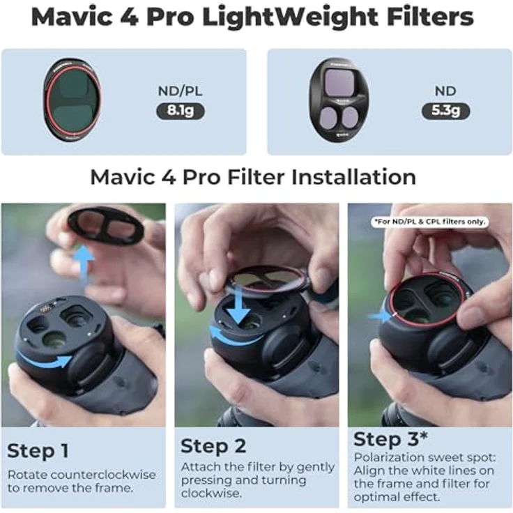 Freewell 8 Pack Split ND & ND/PL-Filter für DJI Mavic 4 Pro, ND4 bis ND64 Set mit Polarisator für perfekte Belichtung und lebendige Farben – Bild 3