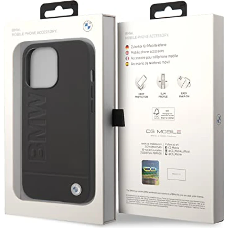 CG MOBILE Etui BMW BMHCP14XSLLBK Hülle für iPhone 14 Pro Max 6,7", schwarz, Leder Hardcase mit TPU/PC-Material – Bild 5