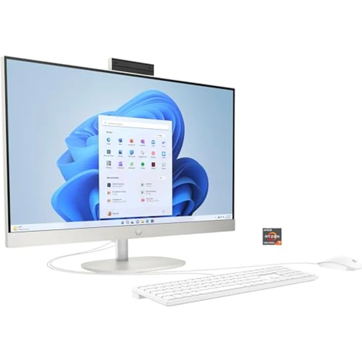 HP 27-cr0005ng All-in-One-PC, 68,6 cm (27") Full HD, AMD Ryzen 3, 8 GB RAM, 512 GB SSD, Windows 11 Home, muschelweiß – Bild 2