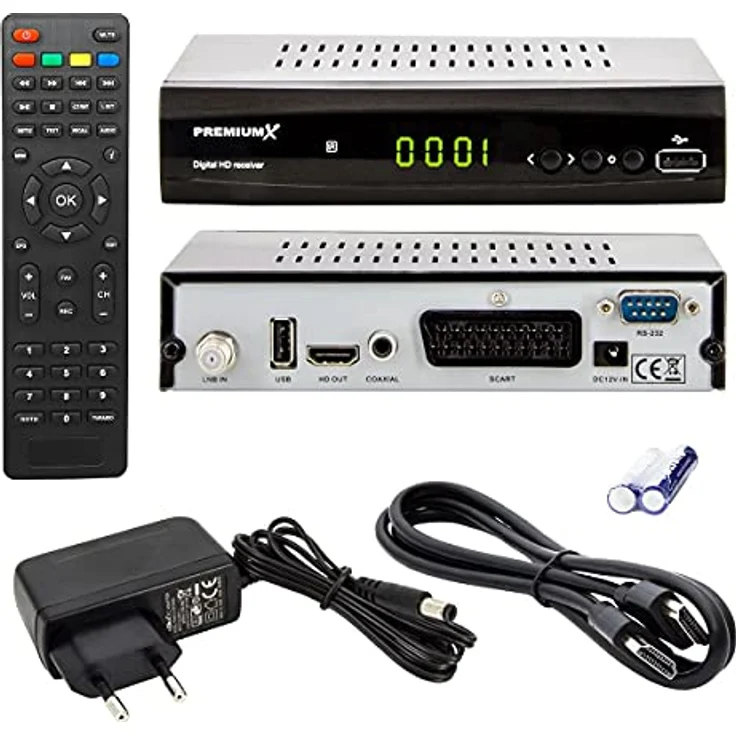 Premium X HD 521 FTA Digital TV SAT Receiver DVB-S2 FullHD Satelliten Empfänger HDMI SCART USB Mediaplayer Antennenkabel, Vorprogrammiert - Brillantes FullHD Satellitenfernsehen, Unicable tauglich, USB Media-Center – Bild 4