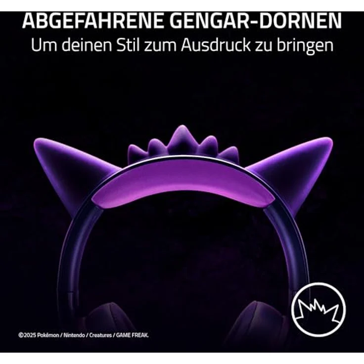 Razer Kraken Kitty V2 – Gengar Edition, USB-Headset mit Gengar-Stacheln, streamreaktiver Beleuchtung, HyperClear-Kardioidenmikrofon, Triforce 40-mm-Treibern und 7.1 Surround Sound, Violett – Bild 2