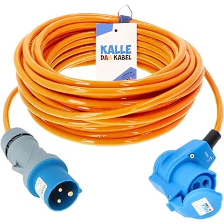 KALLE DAS KABEL CEE Verlängerung 2,5mm² Winkel 15 Meter, hochflexible Polyurethanleitung in SIGNAL Farbe, geruchsneutral – Bild 1