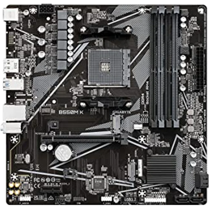 Gigabyte B550M K 1.0 Micro ATX Motherboard, AMD B550 Chipsatz, Socket AM4, 4x DDR4 bis 128 GB, USB 3.2 Gen 1, Gigabit LAN, Onboard-Grafik – Bild 6