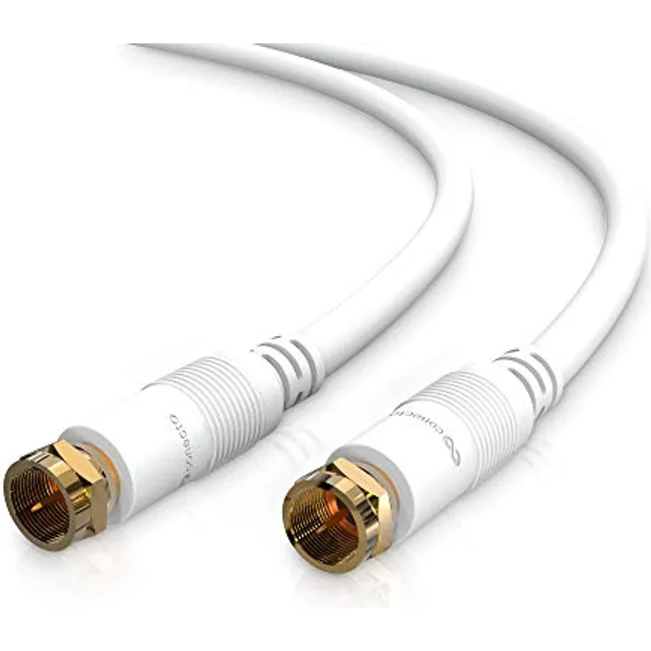 conecto Sat-Kabel, Antennen-Kabel, Koaxial-Kabel, F-Stecker auf F-Stecker, doppelt geschirmt, 0,50 m, weiß