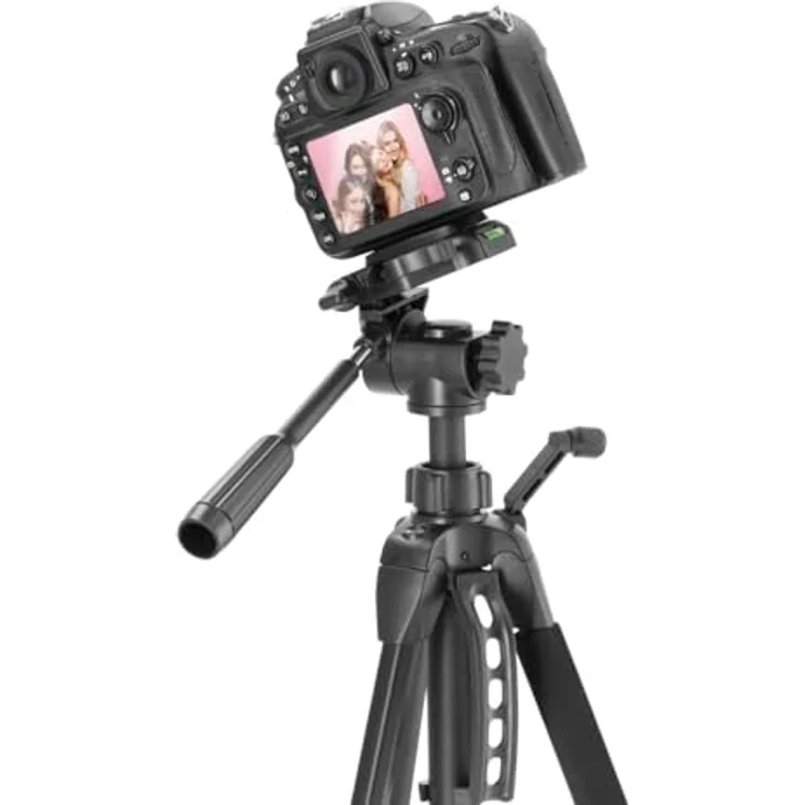 Hama Stativ Kamera Action 3D (Leichtes Fotostativ Inkl. Handy-Halterung, Dreibeinstativ mit 3 Wege Kopf, Spiegelreflexkamera Stativ passend für Videokamera), Schwarz, 153 cm – Bild 5