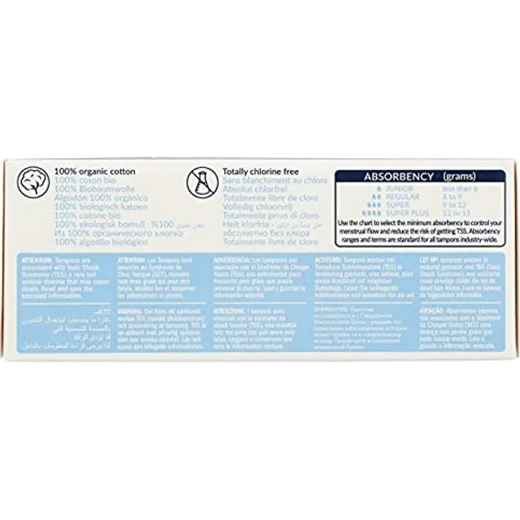 Natracare Organic Non Applicator Tampons Regular 20 Per Pack - 100% Bio-Baumwolle, chlorfrei, biologisch abbaubar