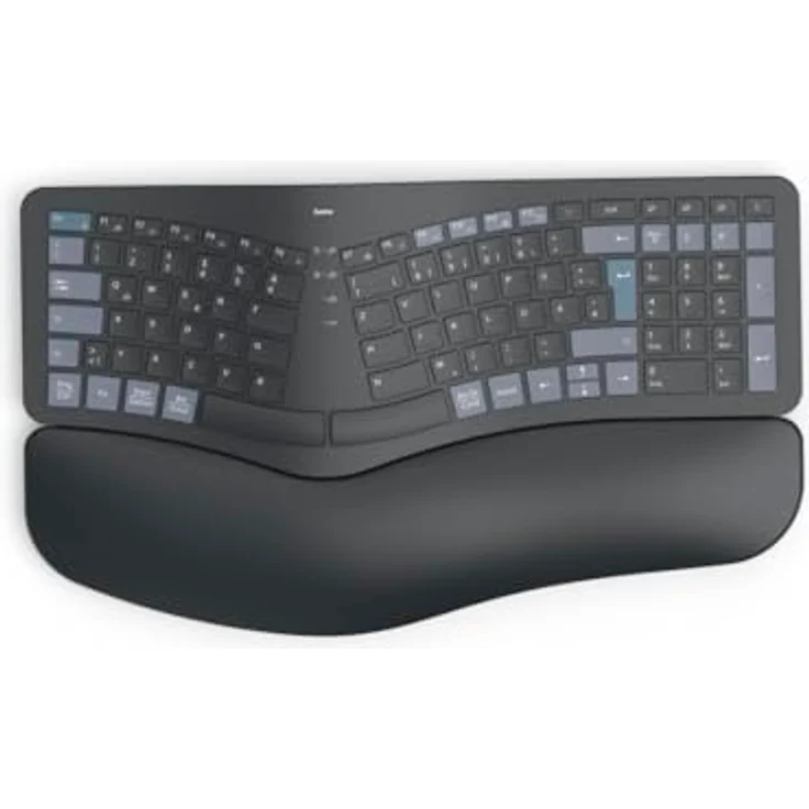 Hama WK-900 Ergo Multi-Device-Tastatur kabellos schwarz, ergonomisch geformt, dimmbare Hintergrundbeleuchtung, gepolsterte Handballenauflage – Bild 8