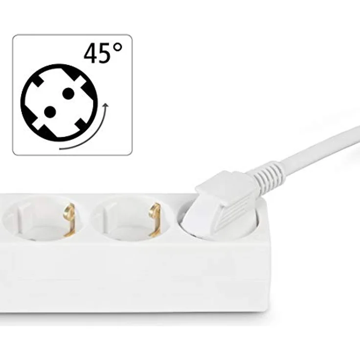 Hama Steckdosenleiste 3-fach (Mehrfachsteckdose mit 1,4m Kabel, inkl. Kippschalter, erhöhter Berührungsschutz, Steckplätze um 45 Grad gedreht, Steckerleiste GS geprüft, max. 3500 W) weiß – Bild 6