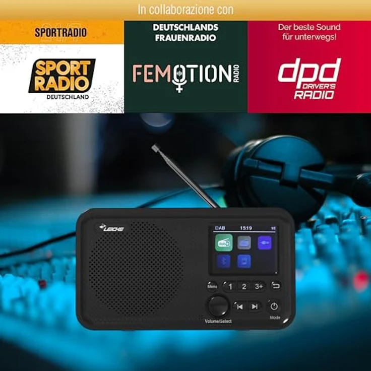 LEICKE tragbares DAB+ Radio mit Bluetooth 5.0, 2,4" Farbdisplay, 80 Voreinstellungen, Küchenradio - Schwarz – Bild 2