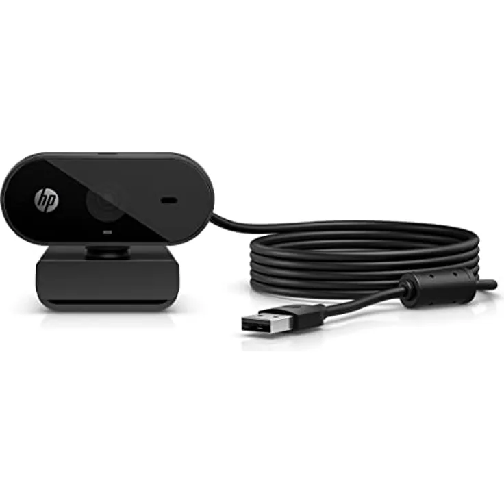 HP 320 All-in-One-Webcam (USB-A, 1080p/Full HD Auflösung, 360° schwenkbar, 66°-Weitwinkel, Belichtungskorrektur, Autofokus) Schwarz mit integriertem Mikrofon