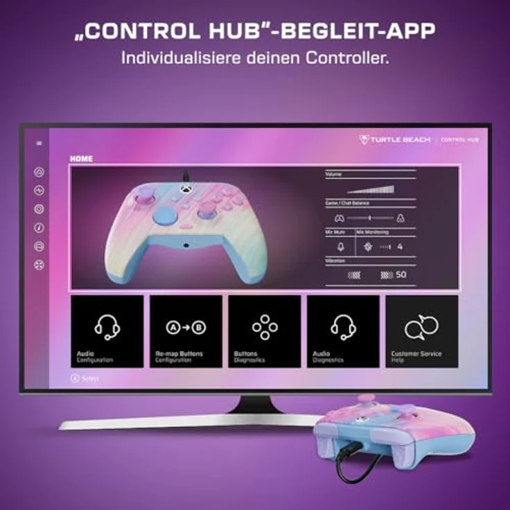 Turtle Beach Rematch Advanced Wired Gamepad, Gaming Controller mit Hall-Effekt-Hair-Trigger und Leuchtfunktion, Cotton Candy (PC) – Bild 7