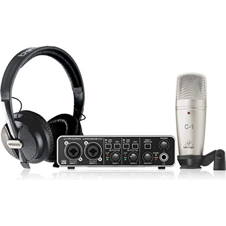 Behringer U-PHORIA STUDIO PRO, Komplettes Aufnahmepaket mit 24-Bit/192 kHz USB Audio Interface, Kondensatormikrofon und Studiokopfhörern – Bild 1