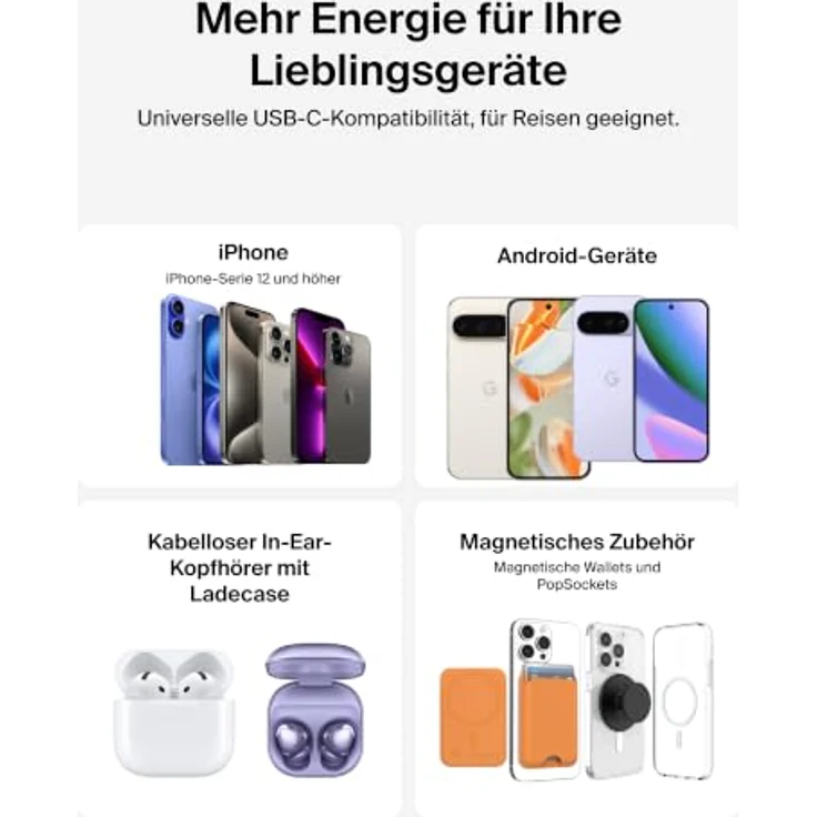 Belkin BoostCharge Power Bank, Slim Magnetic mit Qi2, USB-C, 30 Watt, 10000 mAh, Schwarz – Bild 7