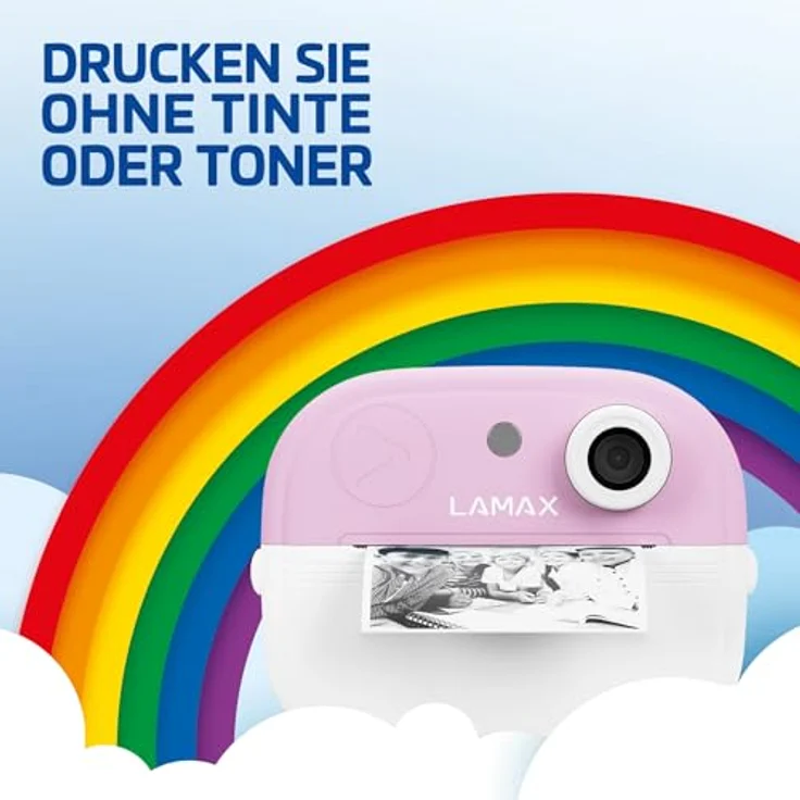 LAMAX InstaKid2 Play Blue, Kinderkamera mit Sofortdruck ohne Tinte, Digitalkamera für Fotos und Videos, Selfie-Spiegel, Spiele, USB-C, 2 Rollen Thermopapier – Bild 2