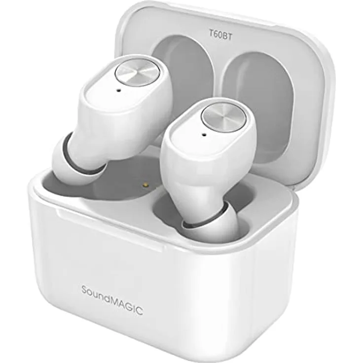 SoundMAGIC T60BT True Wireless Ohrhörer in Ear Bluetooth Kopfhörer mit Mikrofon HiFi Stereo Sport Ohrhörer Wasserdicht Weiß