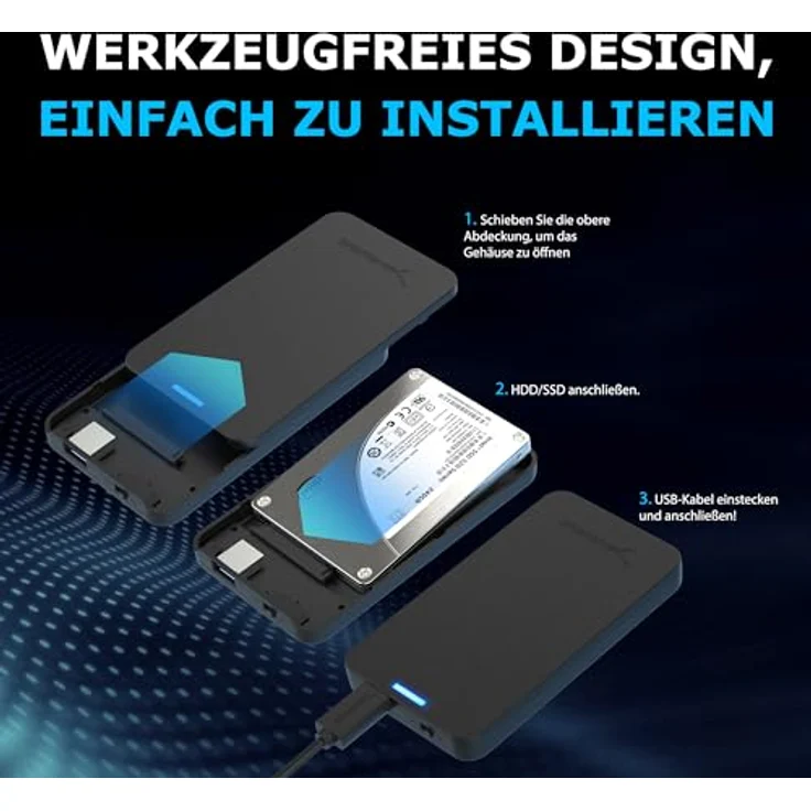 Sabrent Festplatten - Zubehör Gehäuse Werkzeugloses 2.5-Zoll SATA auf USB 3.0 externes Festplattengehäuse [Optimiert für SSD, Unterstützt UASP SATA III] Schwarz (EC-UASP) – Bild 6