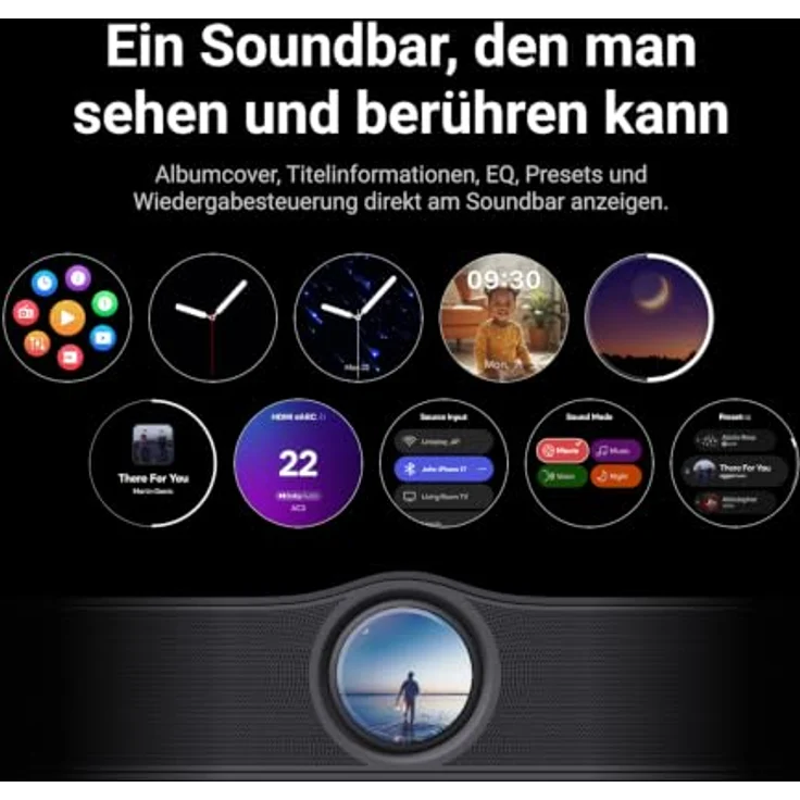WiiM Sound Bar, Multiroom Soundbar mit 135 W, Dolby Atmos, Touchdisplay und Sprachsteuerung, Schwarz Matt – Bild 3