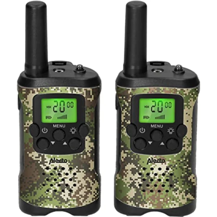 Alecto FR115CAMO, Set mit 2 Walkie Talkies für Kinder, Reichweite bis zu 7 km, Camouflage – Bild 1