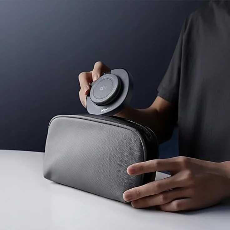 Baseus EnerFill FF11, Faltbares induktives Ladegerät mit MagSafe, Qi2 15W, USB-C 20W Ladegerät und 1m Kabel, Schwarz – Bild 5